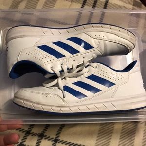Adidas blue and white tennis shoes